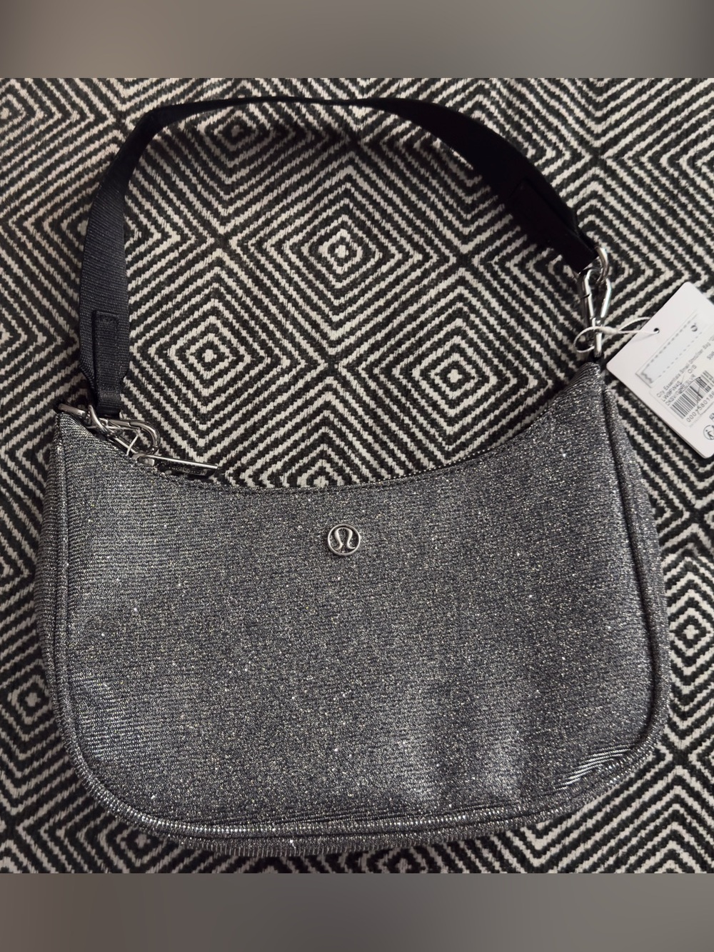 NWTlululemon athletica Metallic Black Sparkle City Esswntials Small Shoulder Bag